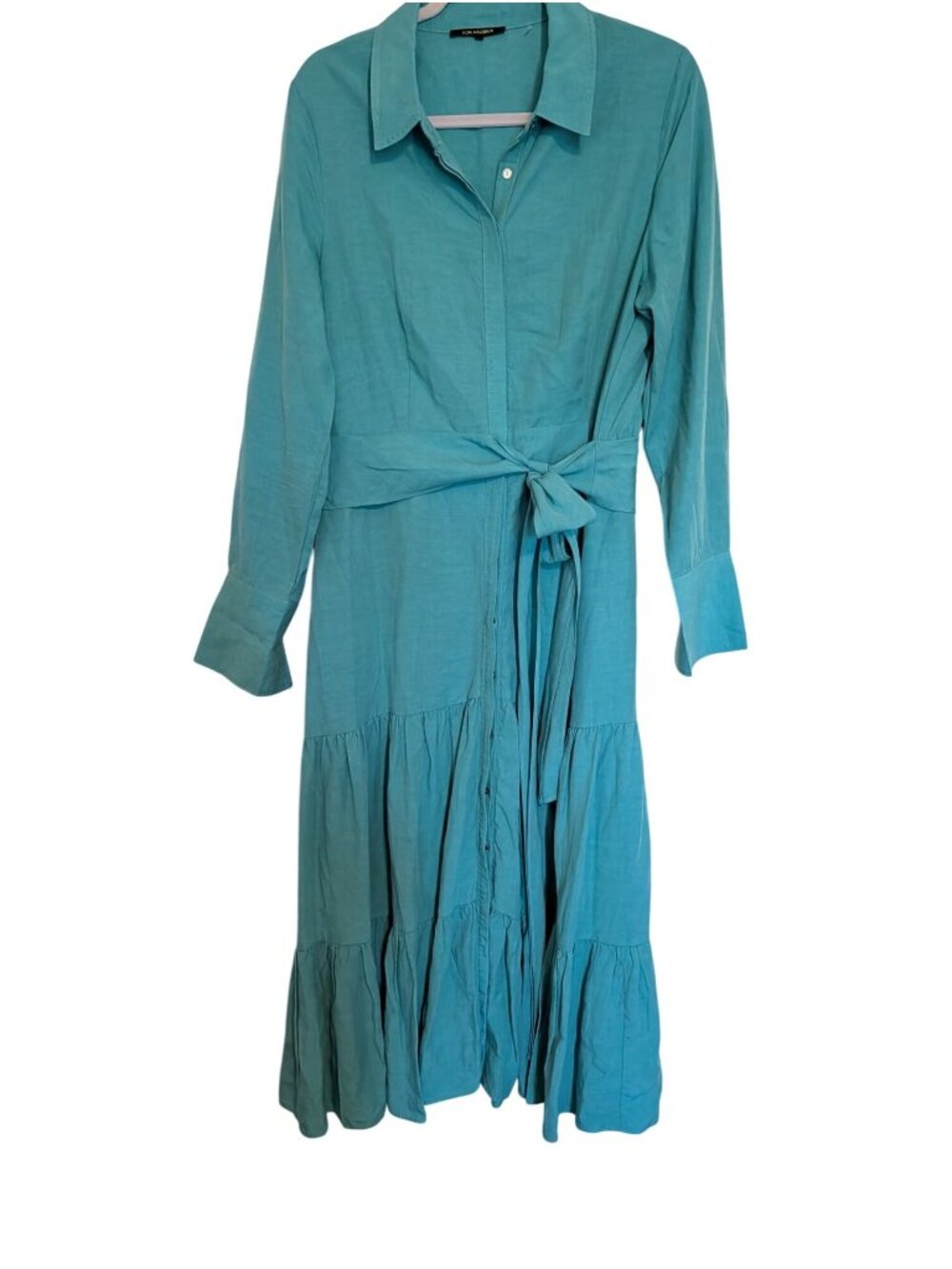 Kobi Halperin Womens Blue Linen Blend Long Sleeve Shirt Dress Size M - Picture 13 of 16